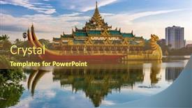  Presentation with royal - PPT theme enhanced with yangon-myanmar-at-karaweik-palace background and a tawny brown colored foreground