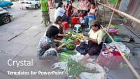  Presentation with roadside - Presentation theme with cars pass on a country road at night background and a gold colored foreground
