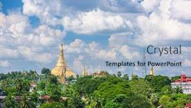  Presentation with shwedagon - PPT theme enhanced with yangon-myanmar-skyline-with-shwedagon background and a light blue colored foreground