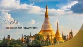  Presentation with shwedagon pagoda - Presentation enhanced with yangon-myanmar-view-of-historic background and a light blue colored foreground