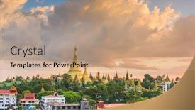  Presentation with shwedagon - Amazing presentation design having yangon-myanmar-view-of-shwedagon backdrop and a coral colored foreground