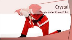  Presentation with santa - PPT theme with yanjing - santa claus pull red ribbon background and a lemonade colored foreground