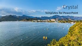  Presentation with china - Presentation theme with yanqi lake park in beijing china background and a light blue colored foreground