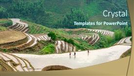  Presentation with rice terraces - Presentation design enhanced with yaoshan-mountain-guilin-china-hillside background and a ocean colored foreground