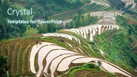  Presentation with rice terraces - Presentation theme with yaoshan-mountain-guilin-china-hillside background and a ocean colored foreground