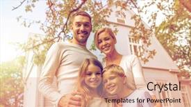  Presentation with happiness - PPT theme consisting of yard - family happiness generation home background and a  colored foreground
