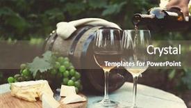  Presentation with vineyard - Beautiful PPT theme featuring yard - pouring wine in glass backdrop and a gray colored foreground