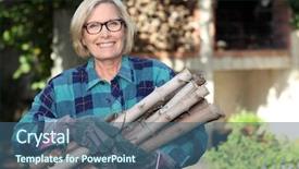  Presentation with woman gathering - PPT theme featuring yard glasses - senior woman gathering wood background and a  colored foreground