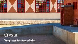  Presentation with school - Slide deck enhanced with yard-of-african-typical-school background and a ocean colored foreground