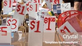  Presentation with flea - Colorful PPT layouts enhanced with yard sale - bargain spot at a flea backdrop and a coral colored foreground
