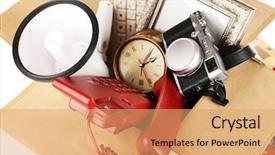  Presentation with box - Audience pleasing presentation design consisting of yard sale - box of unwanted stuff close backdrop and a coral colored foreground