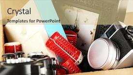  Presentation with yard sale - Beautiful slides featuring yard sale - box of unwanted stuff close backdrop and a soft green colored foreground