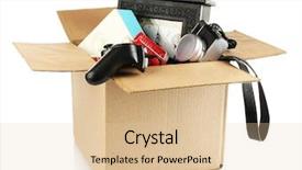  Presentation with unwanted pregnancy - Audience pleasing presentation design consisting of yard sale - box of unwanted stuff isolated backdrop and a lemonade colored foreground