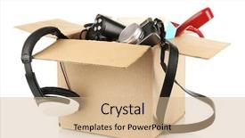  Presentation with unwanted pregnancy - Presentation theme consisting of yard sale - box of unwanted stuff isolated background and a coral colored foreground