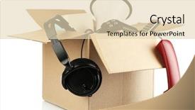  Presentation with yard sale - Theme with yard sale - box of unwanted stuff isolated background and a lemonade colored foreground