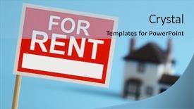  Presentation with yard sign - Presentation having yard sale - real estate agent for rent background and a light blue colored foreground