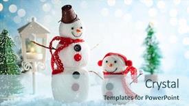  Presentation with snowmen - Audience pleasing slides consisting of yarn buttons and lace backdrop and a cool aqua colored foreground