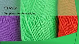 Presentation with purple green - Beautiful PPT theme featuring yarn skeins in green backdrop and a seafoam green colored foreground