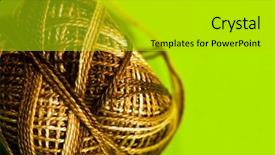  Presentation with green technology - PPT theme with yarn technology - colorful cords on green background background and a  colored foreground