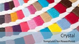  Presentation with thread - Slide set consisting of yarn thread sample swatches close background and a light blue colored foreground