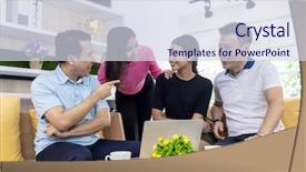  Presentation with team meeting - Beautiful presentation featuring yay - freelance team celebrate thier success backdrop and a sky blue colored foreground