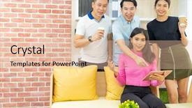  Presentation with team success for future - Beautiful presentation theme featuring yay - freelance team celebrate thier success backdrop and a lemonade colored foreground