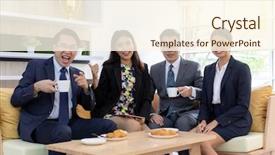  Presentation with celebrate - Theme consisting of yay - group of businessperson celebrate background and a cream colored foreground