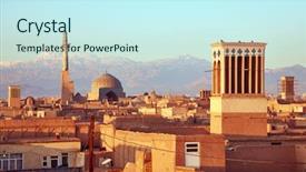  Presentation with ancient iran - PPT theme consisting of yazd in sunrise lights iran background and a cool aqua colored foreground