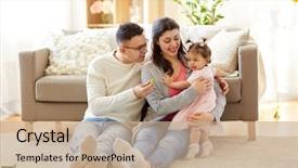  Presentation with family and home love concept - Cool new slide deck with one year - family and people concept backdrop and a coral colored foreground