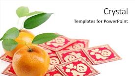  Presentation with mandarin oranges - PPT layouts consisting of lunar new year - mandarin oranges and 'fu' character background and a white colored foreground