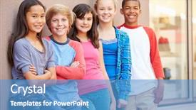  Presentation with children - Slide deck having 12 - group of children hanging background and a teal colored foreground
