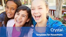  Presentation with mall - PPT layouts with 12 - group of girls hanging background and a teal colored foreground