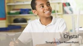  Presentation with taking notes - Audience pleasing PPT theme consisting of boys education - student in class taking notes backdrop and a soft green colored foreground