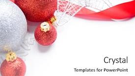  Presentation with christmas balls disco ball - Amazing slides having year 2013 - red and white christmas balls backdrop and a white colored foreground