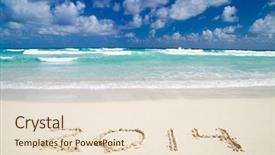  Presentation with ocean stream - Presentation design featuring year 2014 - beach the ocean background and a lemonade colored foreground