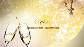  Presentation with fireworks - Theme having year 2014 - glasses with champagne against fireworks background and a cream colored foreground