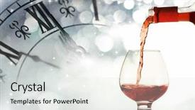  Presentation with holiday - Presentation theme enhanced with year 2014 - pouring red wine against holiday background and a light gray colored foreground