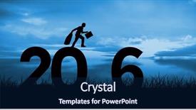  Presentation with blue sky - PPT theme enhanced with year 2016 green - businessman stepping against blue sky background and a  colored foreground