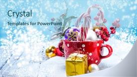  Presentation with events and decoration presentation - Slide set enhanced with year 2016 green - christmas decoration over wooden background background and a  colored foreground