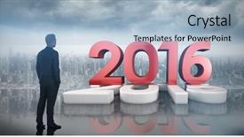  Presentation with reflection - Audience pleasing PPT theme consisting of year 2016 reflection - businessman standing against room backdrop and a light blue colored foreground