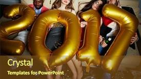  Presentation with share friends - Cool new presentation design with new year balloons - napping friends backdrop and a tawny brown colored foreground