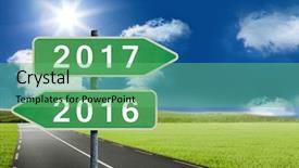  Presentation with digital image - Theme having year 2017 against road leading background and a seafoam green colored foreground