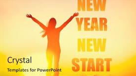  Presentation with new year 2019 - Colorful PPT theme enhanced with year 2019 new start motivation backdrop and a yellow colored foreground