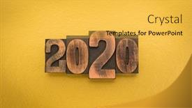  Presentation with 2020 - Amazing PPT theme having year-2020-written-with-vintage backdrop and a yellow colored foreground