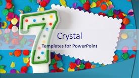  Presentation with anniversary blue - Colorful PPT theme enhanced with year anniversary - number seven birthday candle backdrop and a sky blue colored foreground