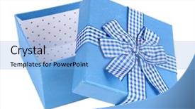  Presentation with an open gift box - Presentation design featuring year anniversary - open gift box isolated background and a light blue colored foreground