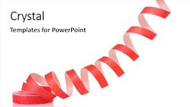  Presentation with streamer - PPT theme enhanced with year anniversary - red streamer isolated on white background and a white colored foreground