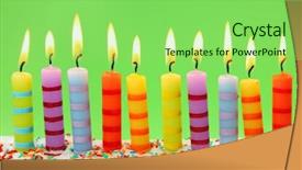  Presentation with birthday - PPT layouts featuring year anniversary - ten birthday candles on green background and a seafoam green colored foreground