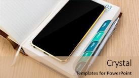  Presentation with planner - Cool new presentation theme with year business project planner book backdrop and a coral colored foreground