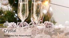  Presentation with lunar new year ox - PPT theme consisting of year card design with champagne background and a soft green colored foreground